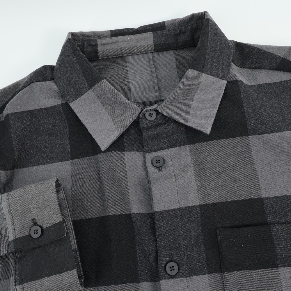Lululemon Flannel Buffalo Plaid Button Up Shirt Long Sleeve Gray Fits Like L‎